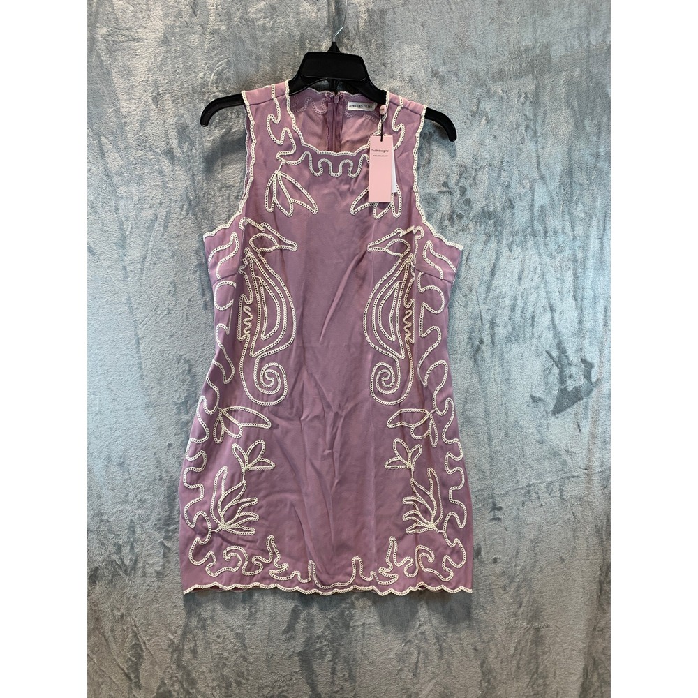 Avec Les Filles Lavender Embroidered Sleeveless Mini Dress Size 14 New With Tags